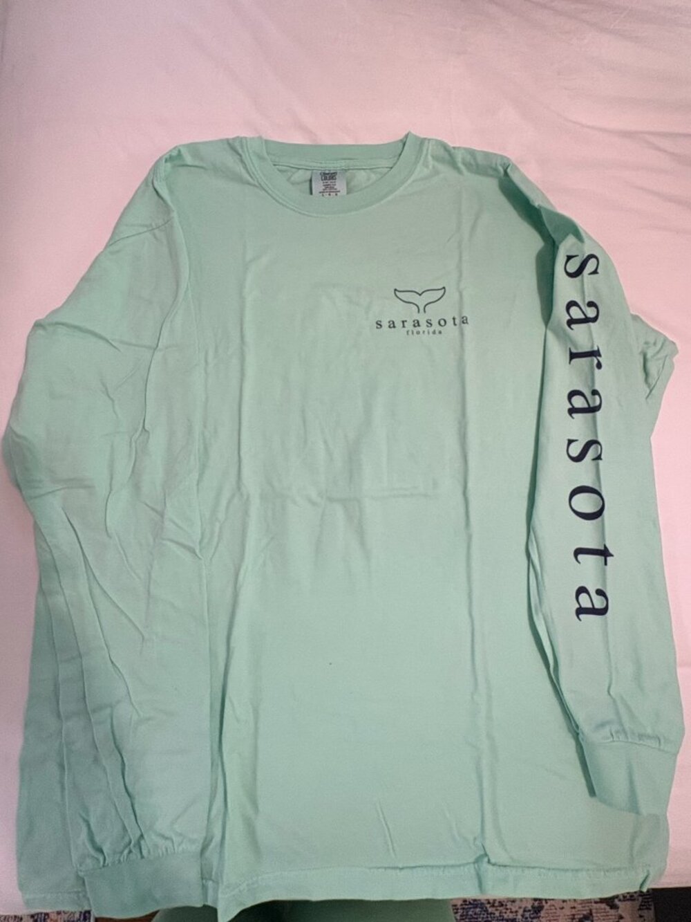 Long Sleeve T-Shirt with Sarasota Graphics Front and Back, Size L